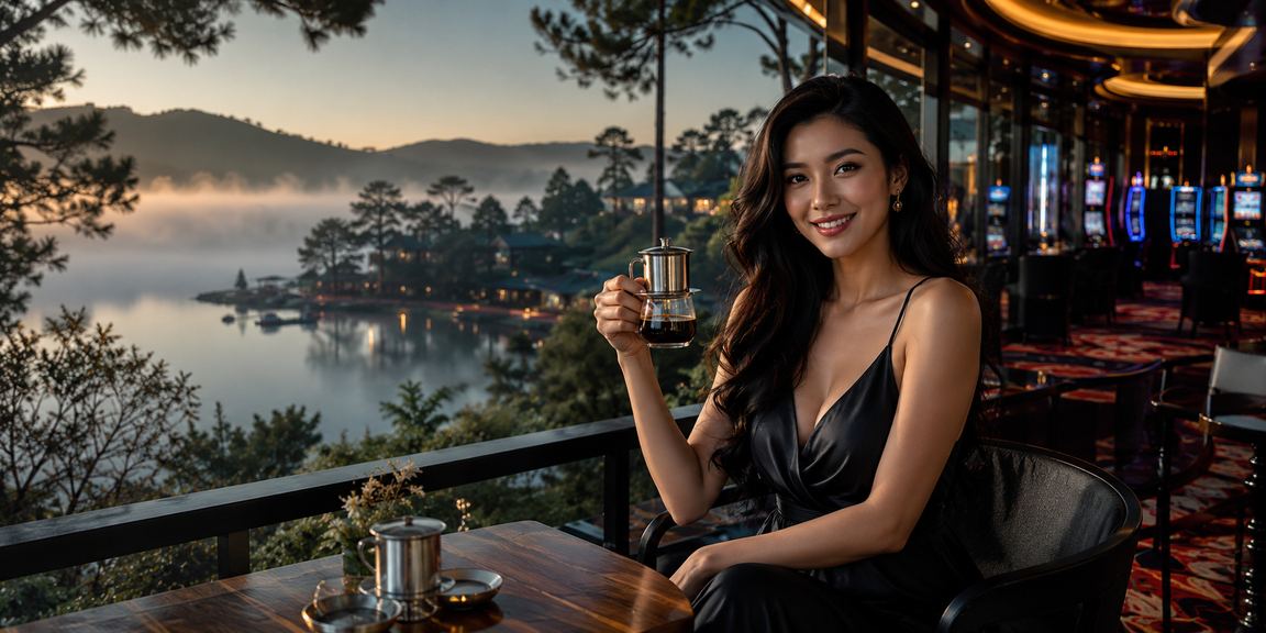 Không khí cà phê Đà Lạt buổi sáng với người chơi theo dõi casino betting