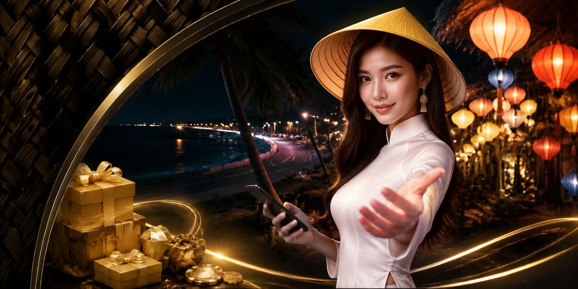 Cảnh Mũi Né với người chơi đăng ký nhận bonus trên điện thoại bên bờ biển