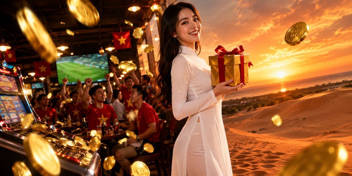 Người chơi tại Mũi Né mặc áo dài trải nghiệm slot game trên điện thoại